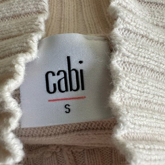 CAbi Women Style 3363 D Ring Pullover Ribbed Knit Ivory Mock Neck Sweater Size S - Picture 4 of 7